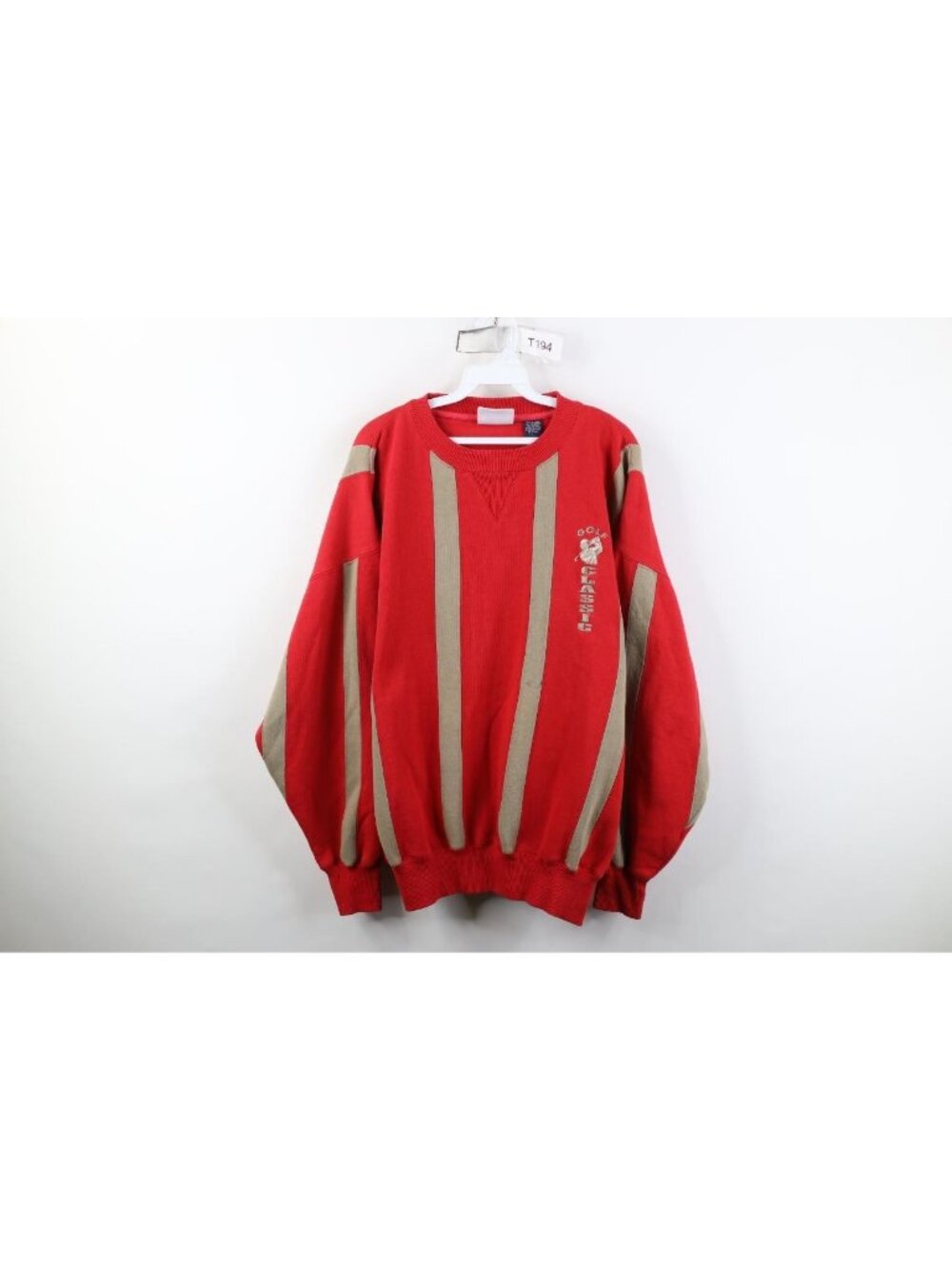 Vintage 90s Streetwear Mens Large Faded Striped Golf Classic Crewneck Sweatshirt